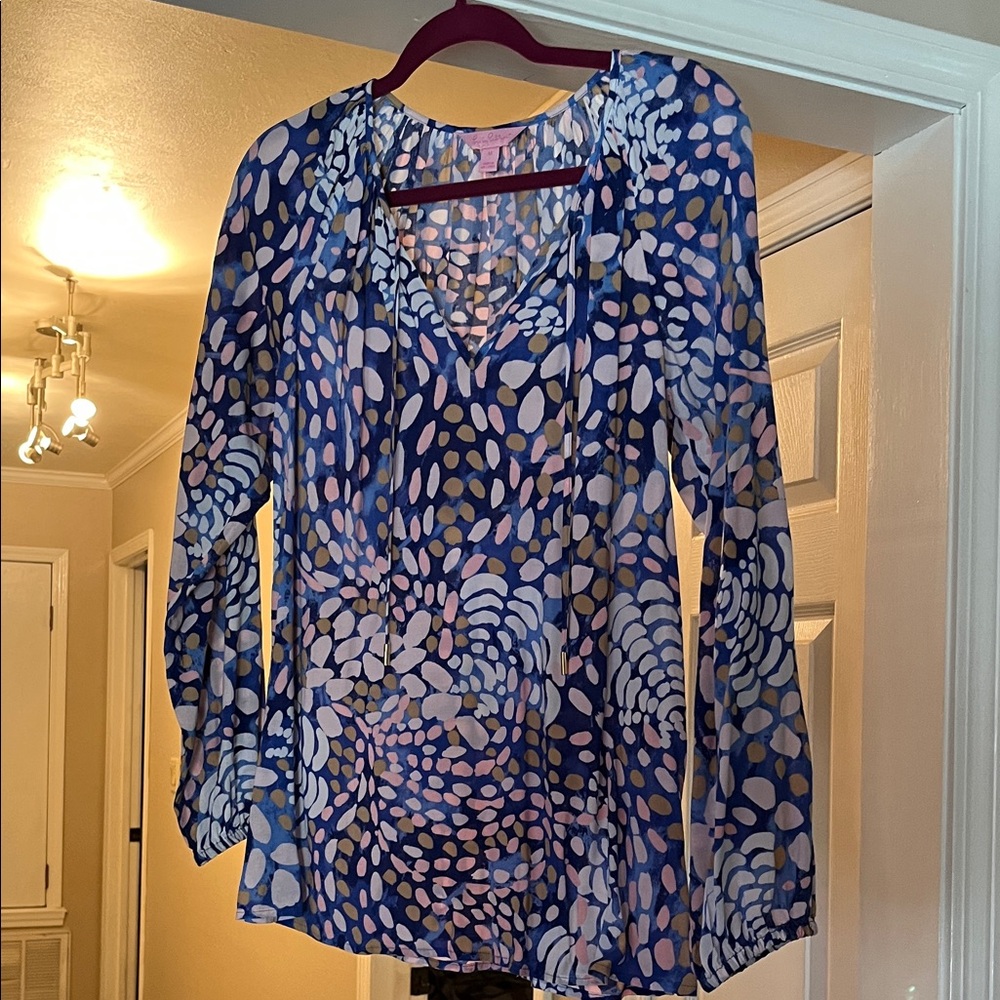 Women's Blue Patterned Top Lilly Pulitzer